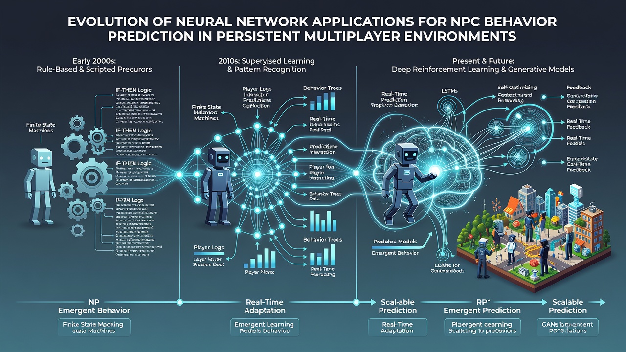 Multiplayer game scene showing adaptive NPC interactions predicted by neural networks on console and PC interfaces