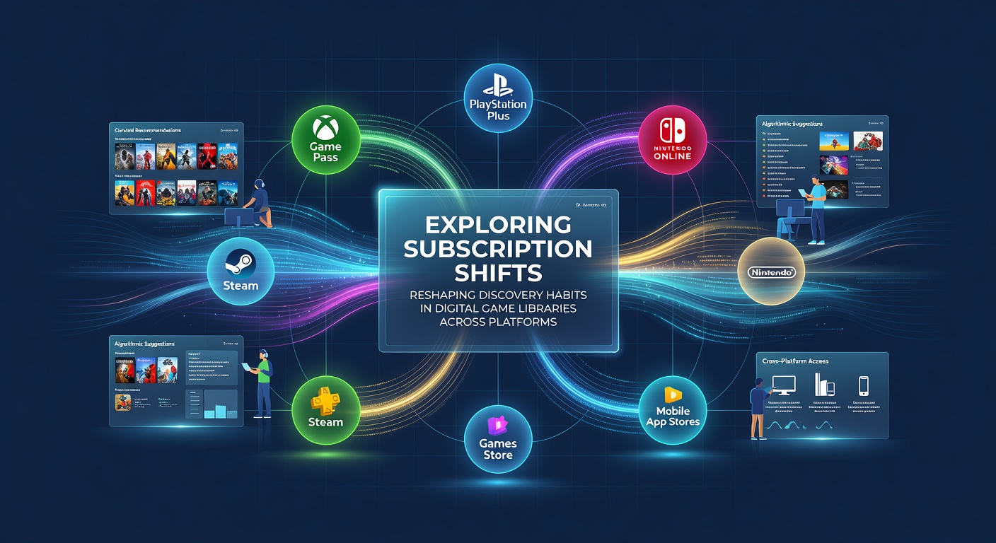 Digital game library interface displaying subscription catalogs on multiple gaming platforms
