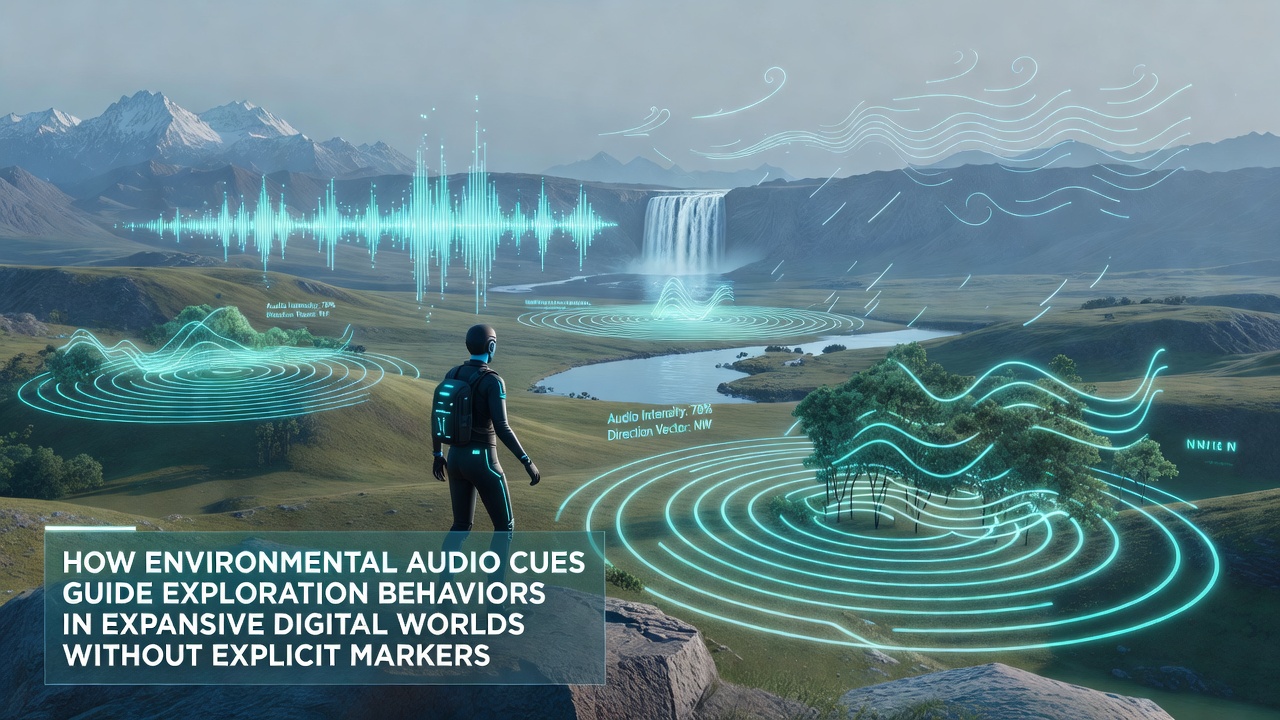 Detailed view of sound wave visualizations overlaid on digital terrain showing how audio cues map to exploration paths