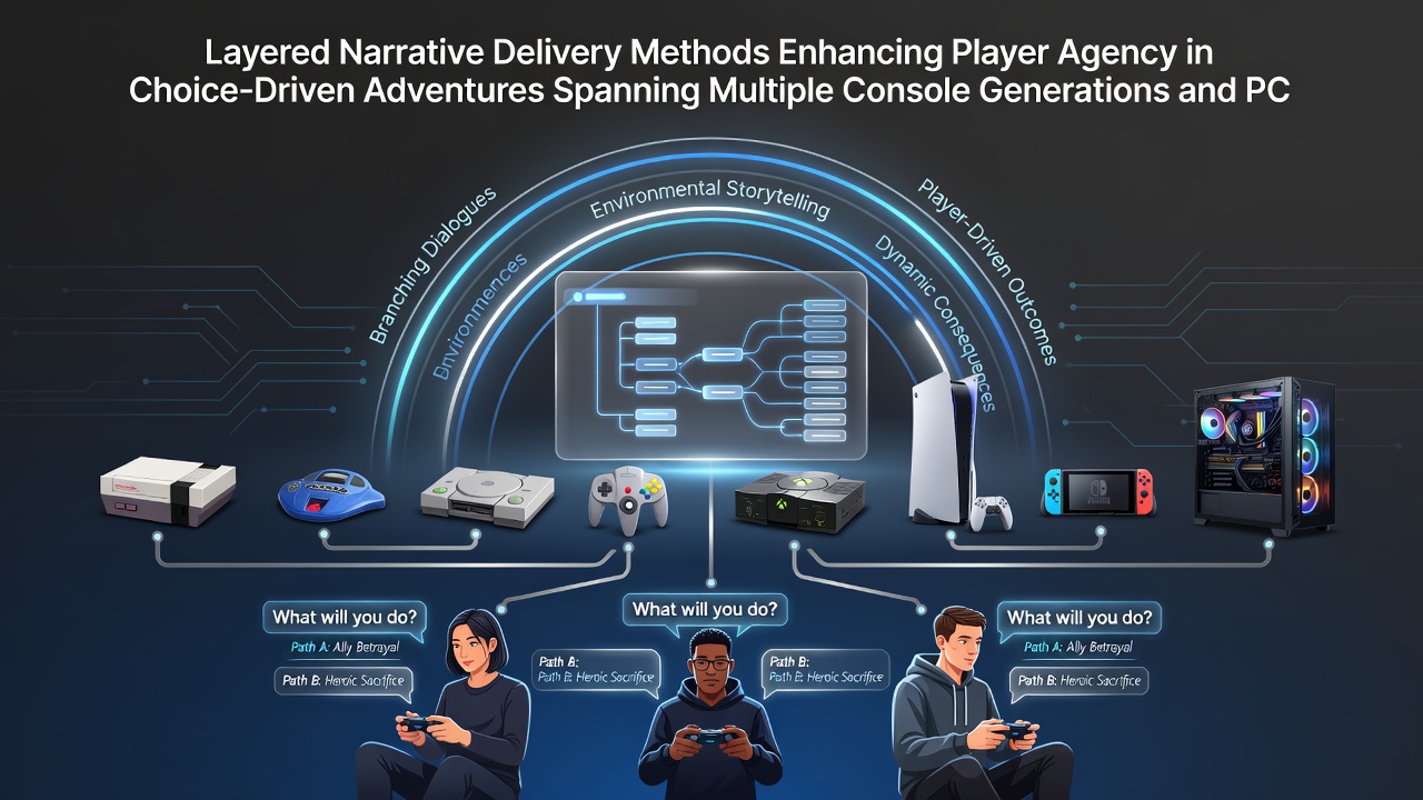 Layered narrative elements in choice-driven games across console generations