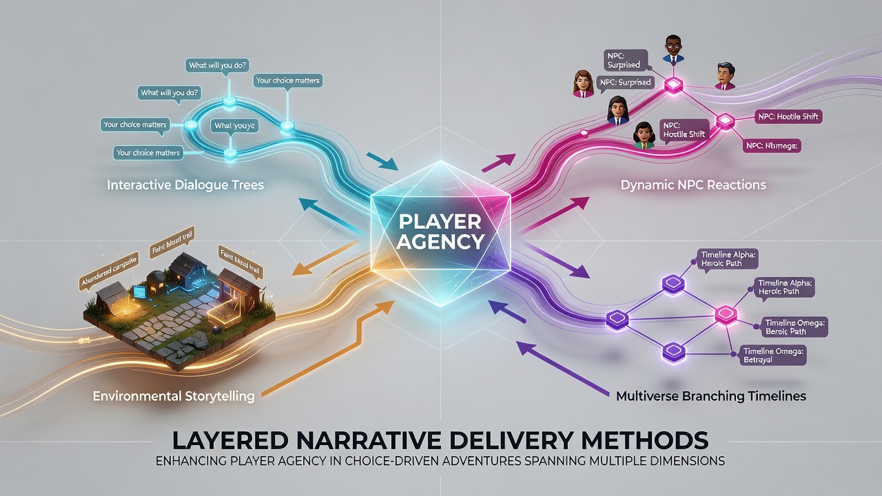 Player choices influencing narrative layers in modern adventure games
