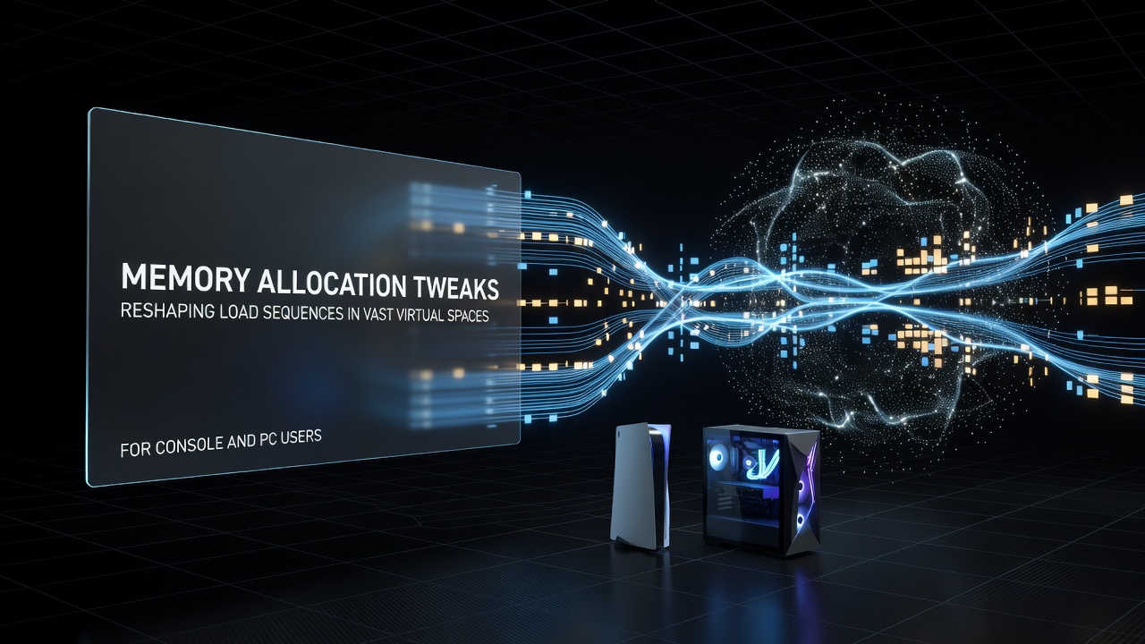 Technical diagram of load sequence optimizations through advanced memory allocation in console and PC virtual environments