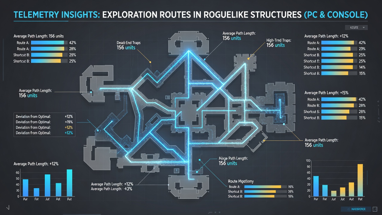 Comparison chart of exploration density between PC and console roguelike sessions