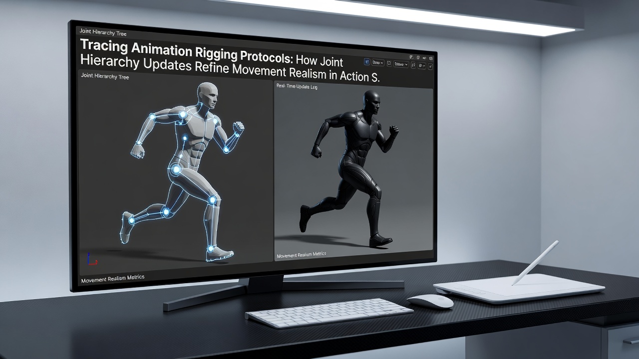 Side-by-side comparison of character animation before and after joint hierarchy updates demonstrating improved limb alignment and contact response during high-speed action